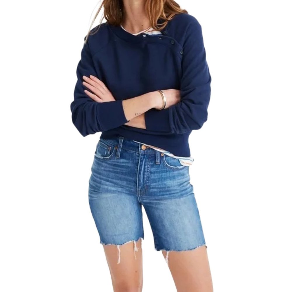 Madewell High Rise Mid Length Denim Shorts Erwin Wash Blue Women's Size 25